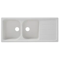 Évier en composite de quartz blanc 2 bacs à encastrer Arber