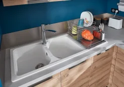 Évier en composite de quartz blanc 2 bacs à encastrer Arber