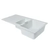 Évier en composite de quartz blanc 1,5 bacs à encastrer Torla