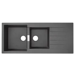 Évier en composite de quartz gris 2 bacs à encastrer Galvani