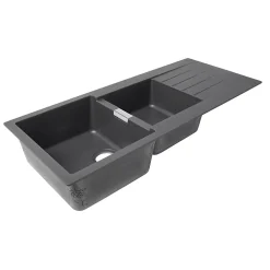 Évier en composite de quartz gris 2 bacs à encastrer Galvani