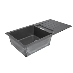 Évier en composite de quartz gris 1 bac à encastrer Galvani