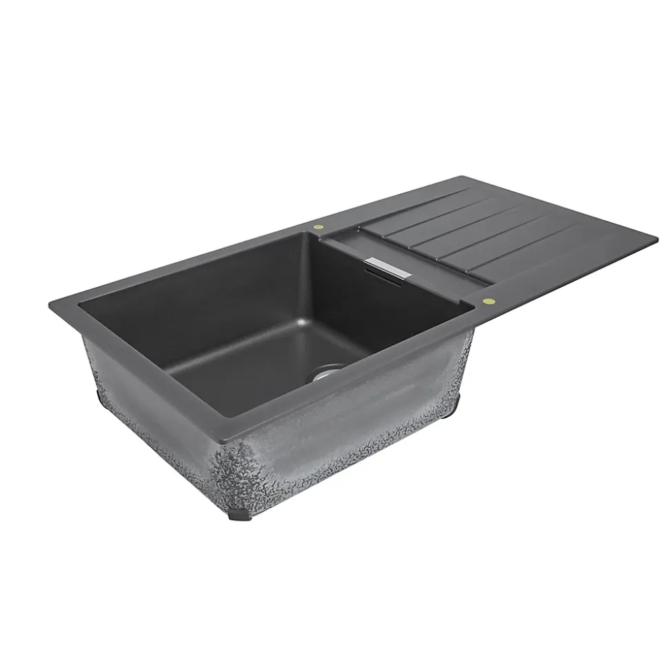 Évier en composite de quartz gris 1 bac à encastrer Galvani