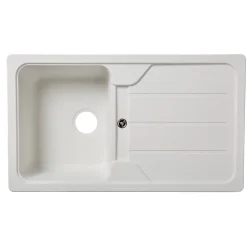 Évier en composite de quartz blanc 1 bac à encastrer Arber