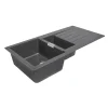 Évier en composite de quartz gris 1,5 bacs à encastrer Galvani