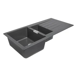 Évier en composite de quartz gris 1,5 bacs à encastrer Galvani