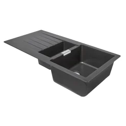 Évier en composite de quartz gris 1,5 bacs à encastrer Galvani