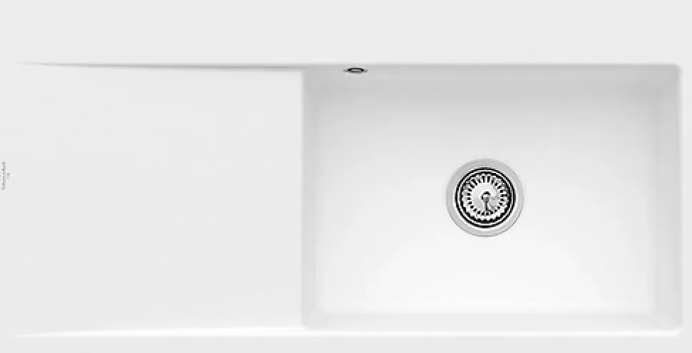 Évier en céramique 1 cuve à droite à encastrer Villeroy & Boch Subway Style blanc mat