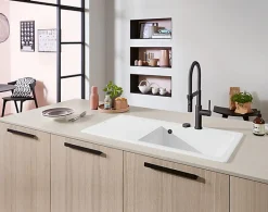 Évier en céramique 1 cuve à droite à encastrer Villeroy & Boch Subway Style blanc mat