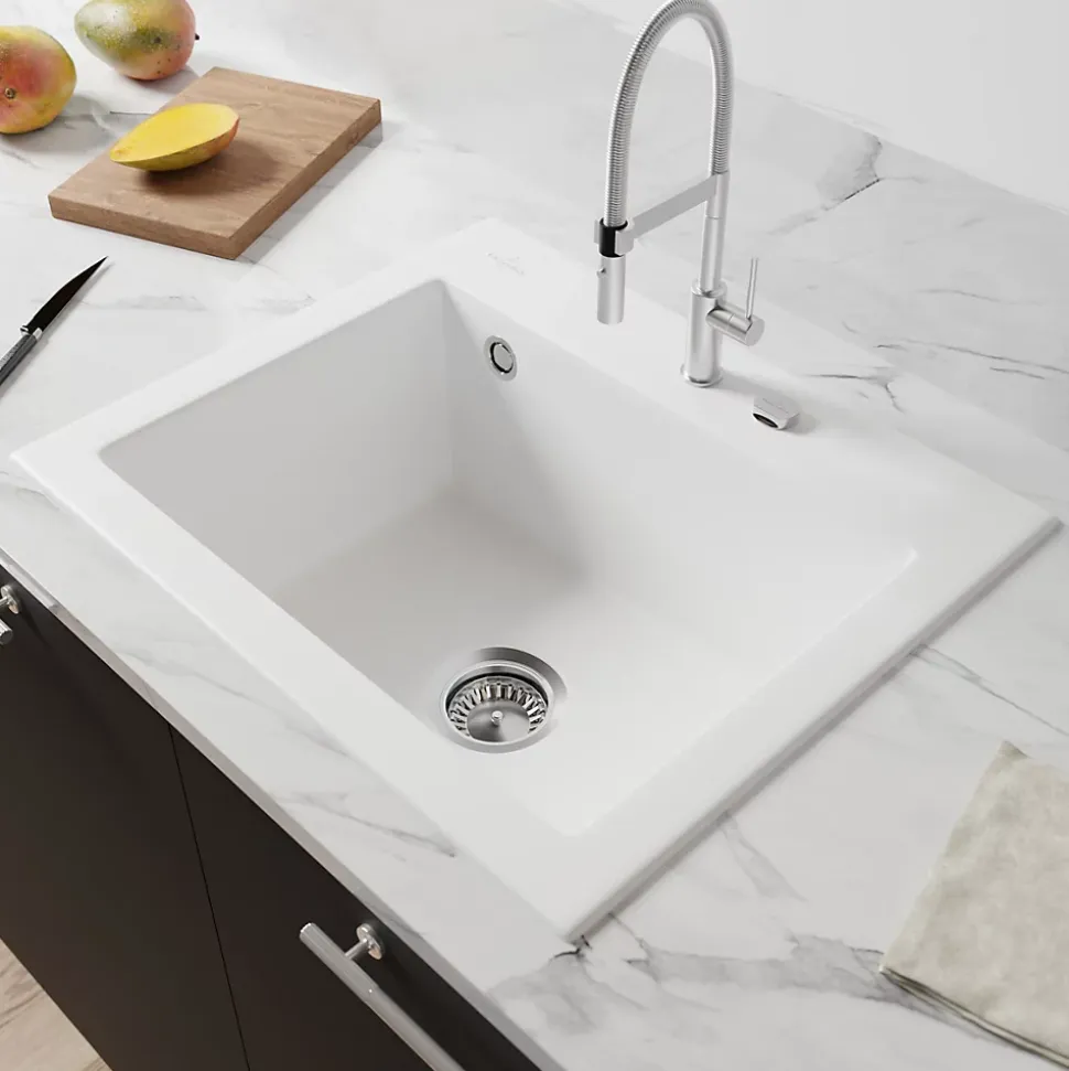 Évier en céramique 1 cuve à encastrer Villeroy & Boch Subway blanc mat