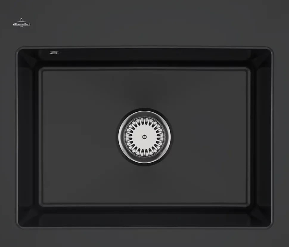 Évier en céramique 1 cuve à encastrer Villeroy & Boch Subway noir mat