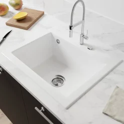 Évier en céramique 1 cuve à encastrer Villeroy & Boch Subway blanc brillant