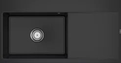 Évier en céramique 1 cuve à gauche à encastrer Villeroy & Boch Subway Style noir lisse