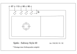 Évier en céramique 1 cuve à gauche à encastrer Villeroy & Boch Subway Style blanc brillant
