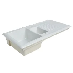 Évier en céramique blanche 1,5 bacs à encastrer Burbank