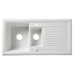 Évier en céramique blanche 1,5 bacs à encastrer Burbank