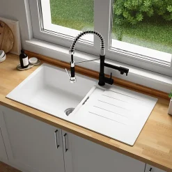 Évier en granit blanc 1 bac à encastrer Galvani