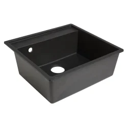 Évier en granit noir 1 bac à encastrer Hirase