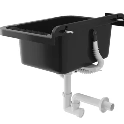 Évier en Granit Noir pour Garage, Buanderie, Chaufferie avec Siphon et Robinet - 1 set