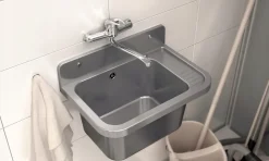 Évier en Granit Paron pour Garage, Buanderie Gris avec Siphon 1 pièce