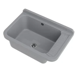 Évier en Granit pour Garage, Buanderie, Salle de Lavage avec Siphon et Robinet - Set Complet