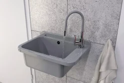 Évier en Granit pour Garage, Buanderie, Salle de Lavage avec Siphon et Robinet - Set Complet