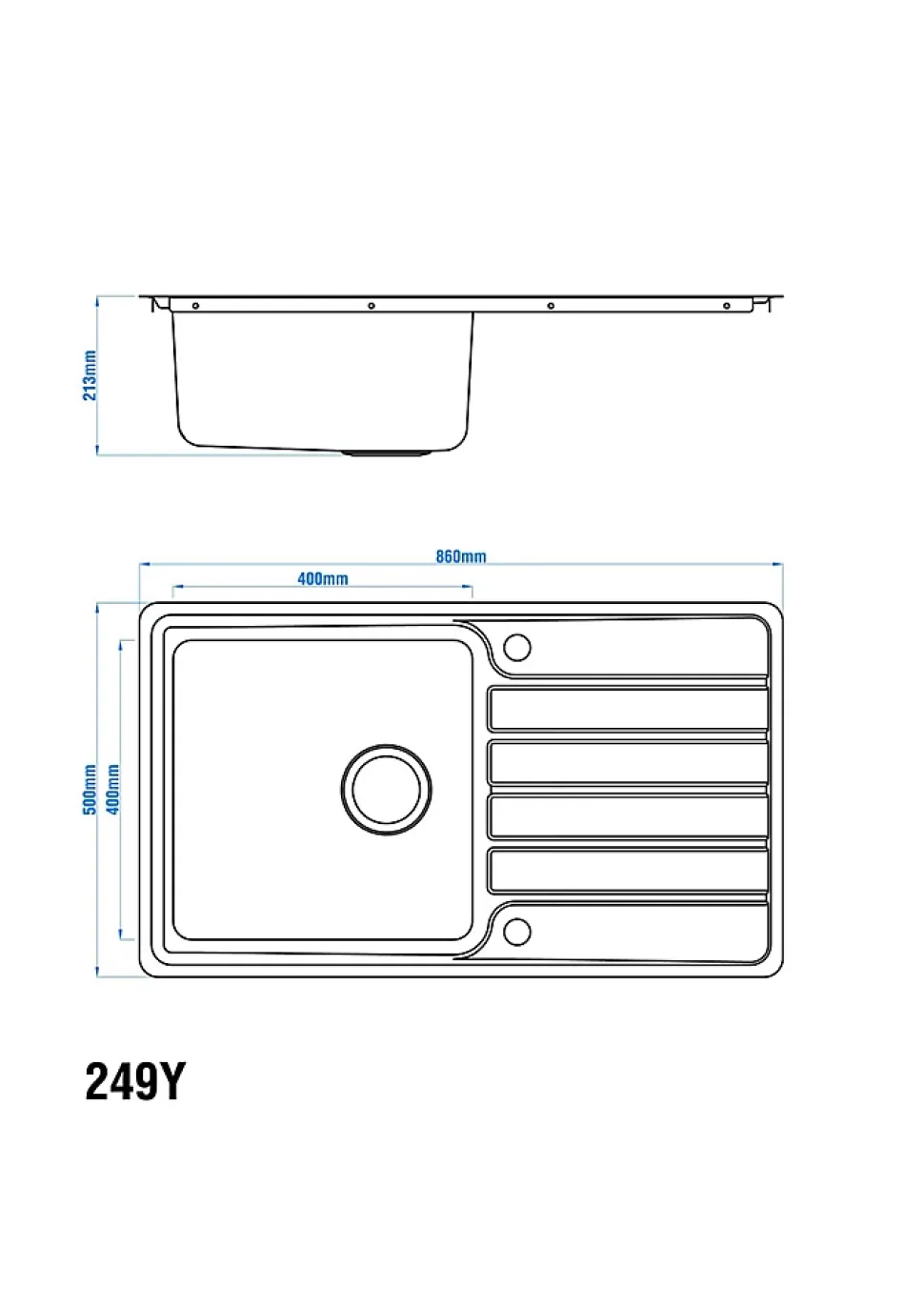 Évier en inox 1 bac à encastrer Apollonia