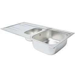 Évier en inox finition nid d'abeille 1,5 bacs à encastrer Lyell