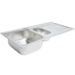 Évier en inox finition nid d'abeille 1,5 bacs à encastrer Lyell