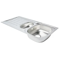 Évier en inox finition nid d'abeille 1,5 bacs à encastrer Nakaya