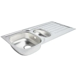 Évier en inox finition nid d'abeille 1,5 bacs à encastrer Nakaya