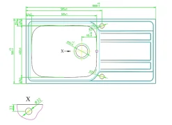 Évier en inox finition nid d'abeille 1 bac à encastrer Lyell