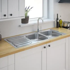 Évier en inox satiné 2 bacs à encastrer Turing