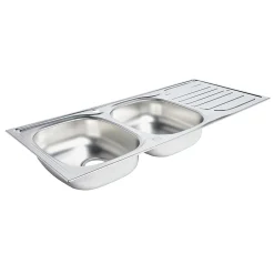 Évier en inox satiné 2 bacs à encastrer Turing