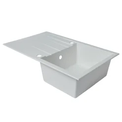 Évier en résine blanche mate 1 bac à encastrer Ising