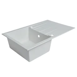 Évier en résine blanche mate 1 bac à encastrer Ising