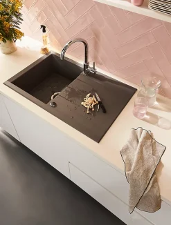 Évier en résine grise mat 1 bac à encastrer Ising