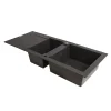 Évier en résine noire 2 bacs à encastrer Lavoisier L. 114 cm