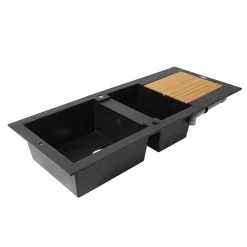 Évier en résine noire 2 bacs à encastrer Maestro
