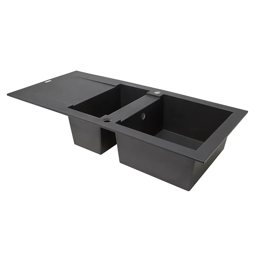 Évier en résine noire 2 bacs à encastrer Lavoisier L. 95,5 cm
