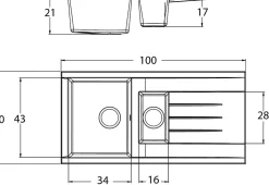 Évier en résine noire mate 1,5 bacs à encastrer Ising