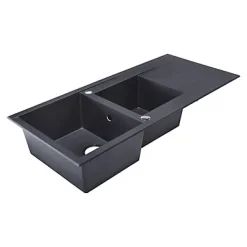 Évier en résine noire mate 2 bacs à encastrer Ising