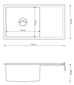 Évier Encastrable Granit Bari78L avec Siphon - 1 Set