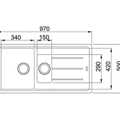 Évier Franke Boston BFG 651 Fragranite blanc 970x500 mm