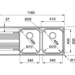 Évier Franke Smart SRX 621 inox 116x50 cm double cuve