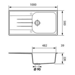 Évier granit beige everest Schock VIOLA 1 grand bac 1 égouttoir
