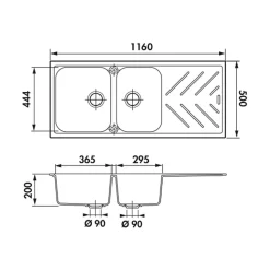 Évier granit beige Luisina ARPEGE 2 bacs 1 égouttoir