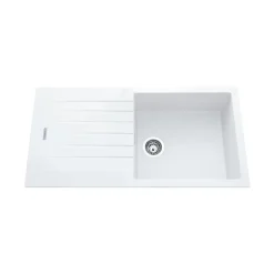 Évier granit blanc ALBEY 1 grand bac - 1 égouttoir