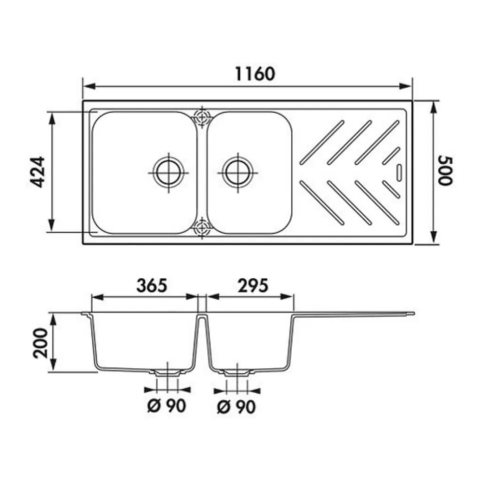 Évier granit blanc Luisina ARPEGE 2 bacs 1 égouttoir