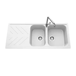 Évier granit blanc Luisina ARPEGE 2 bacs 1 égouttoir